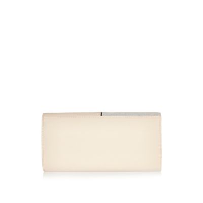 Cream panel foldover clutch bag